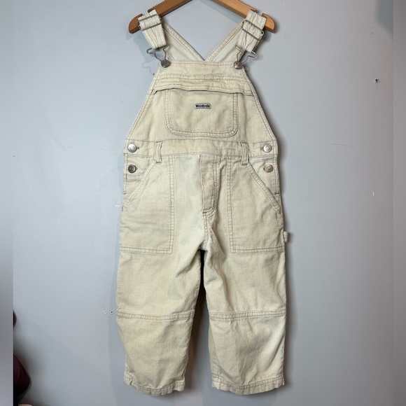 Vintage Weebok Overalls Cream Beige Neutral 2T - Picture 1 of 7